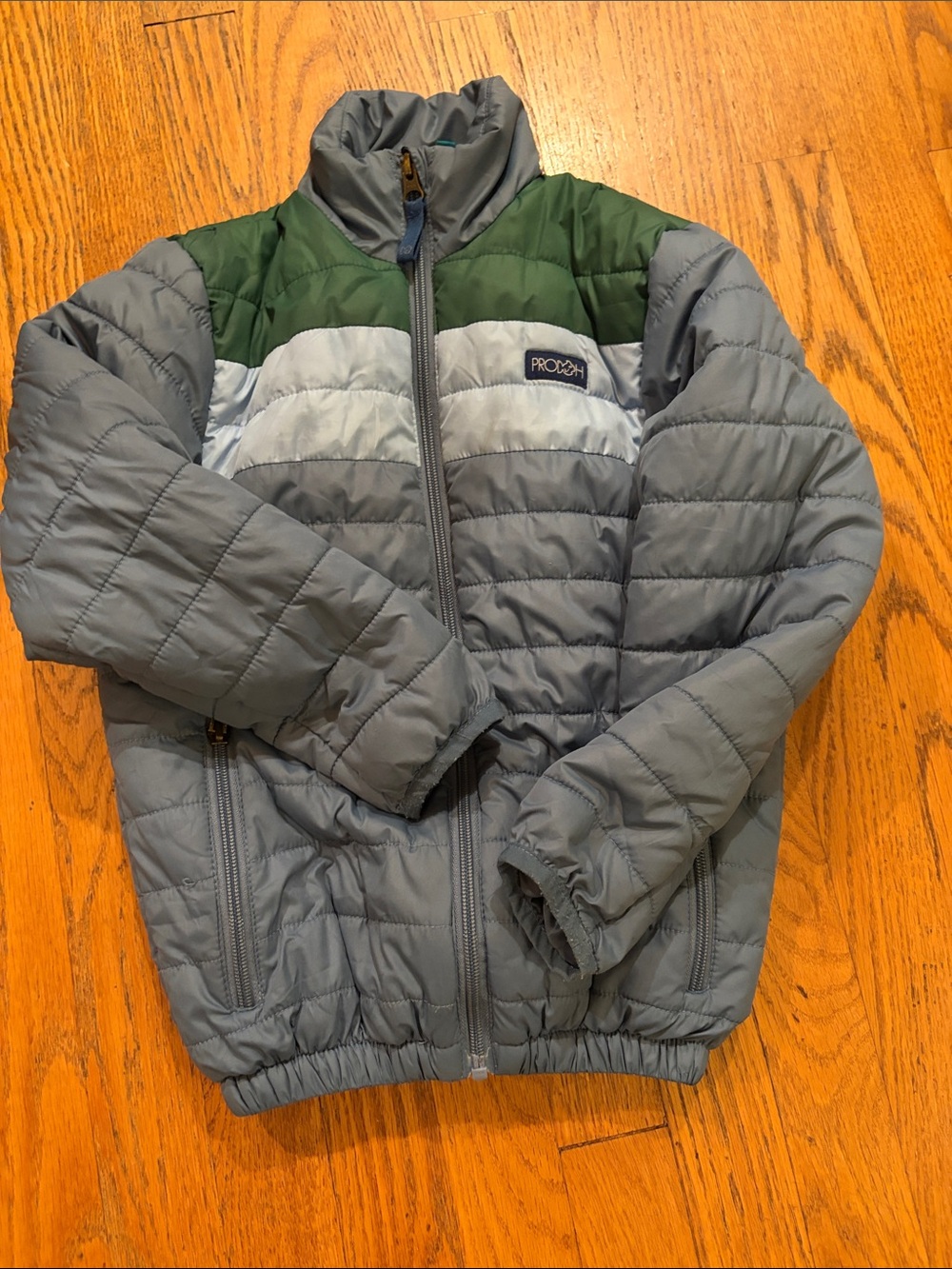 Kids' Lightweight Puffer Jacket in Gray and Green